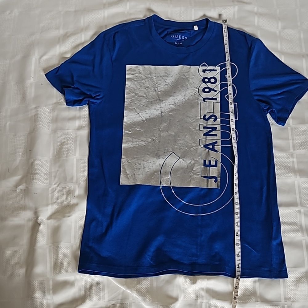 Guess Men's Logo Short Sleeves T-Shirt Medium Royal Blue/ Silver - Picture 12 of 16